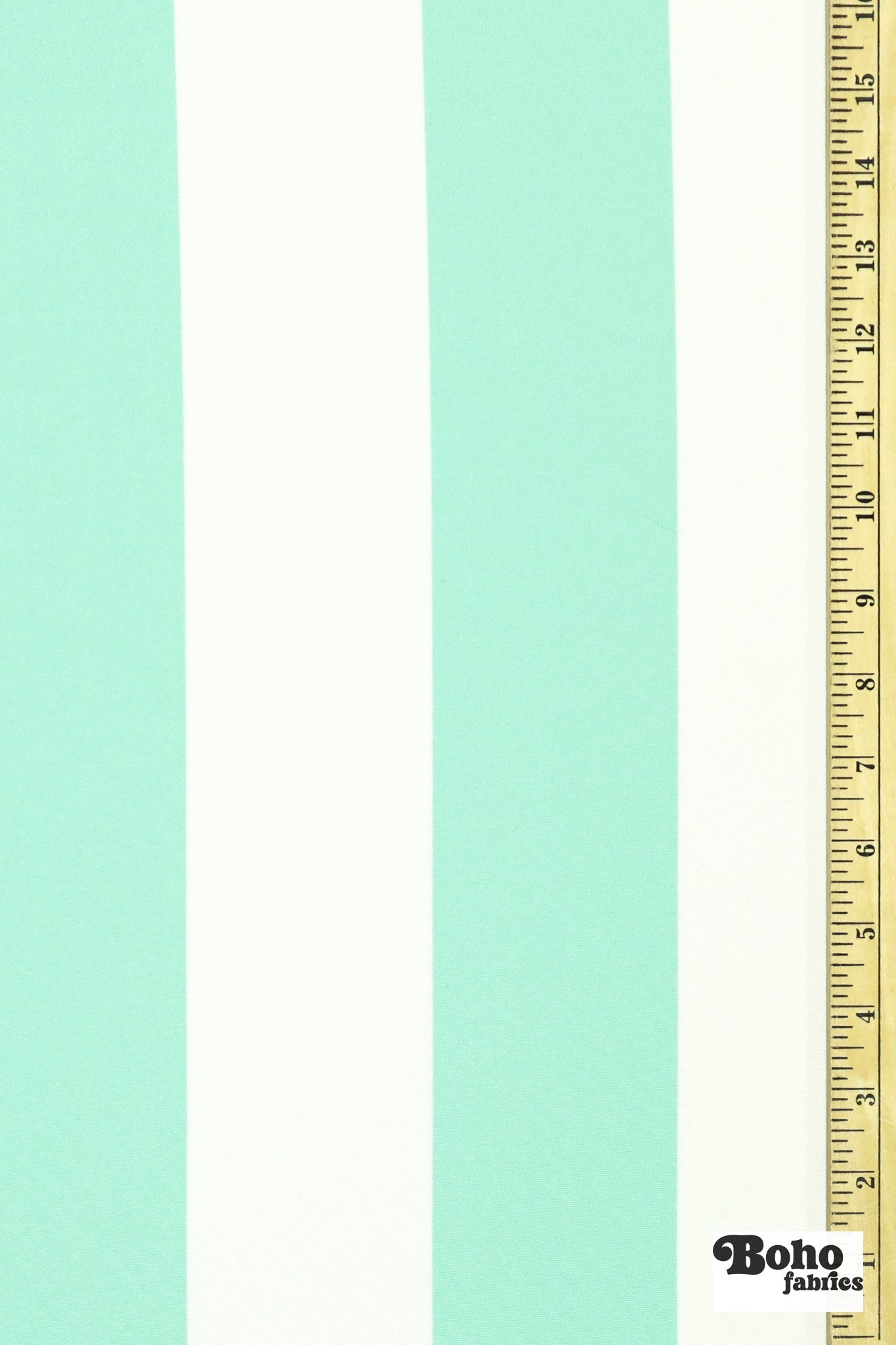 Seafoam Green & White, 3" Wide Striped Canvas Woven Fabric - Boho Fabrics - Canvas Fabric