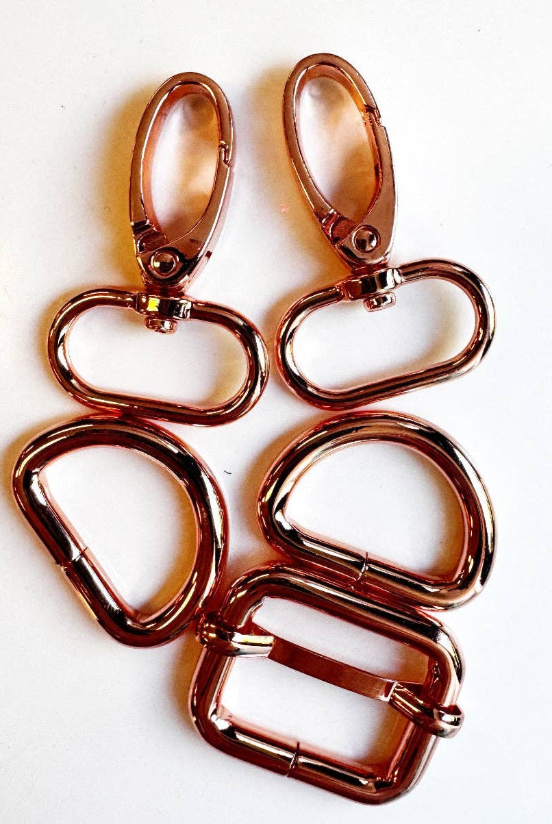 Sew Hungry Hippie 1" Hardware Pack – Rose Gold - Boho Fabrics - Bag Hardware
