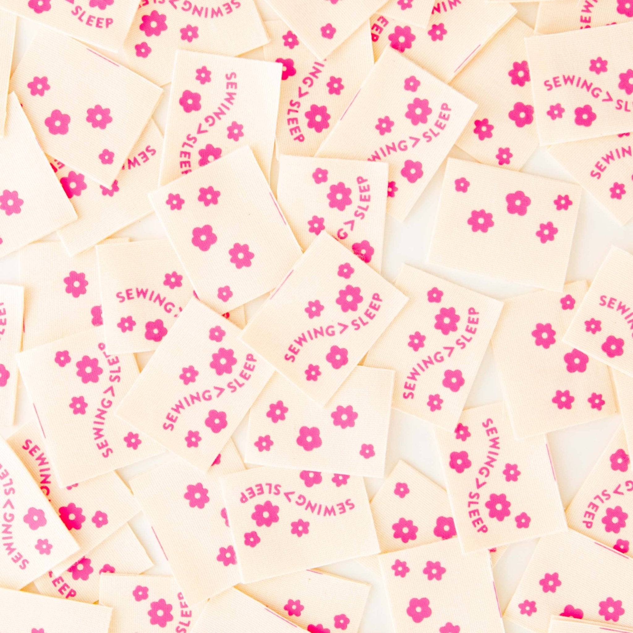Sewing > Sleep Pink Organic Cotton Labels - Sewing Quilt and Garment Labels - Boho Fabrics -