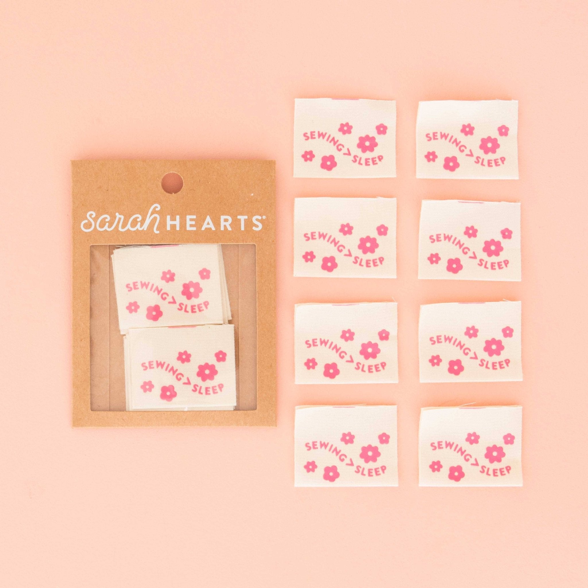 Sewing > Sleep Pink Organic Cotton Labels - Sewing Quilt and Garment Labels - Boho Fabrics -