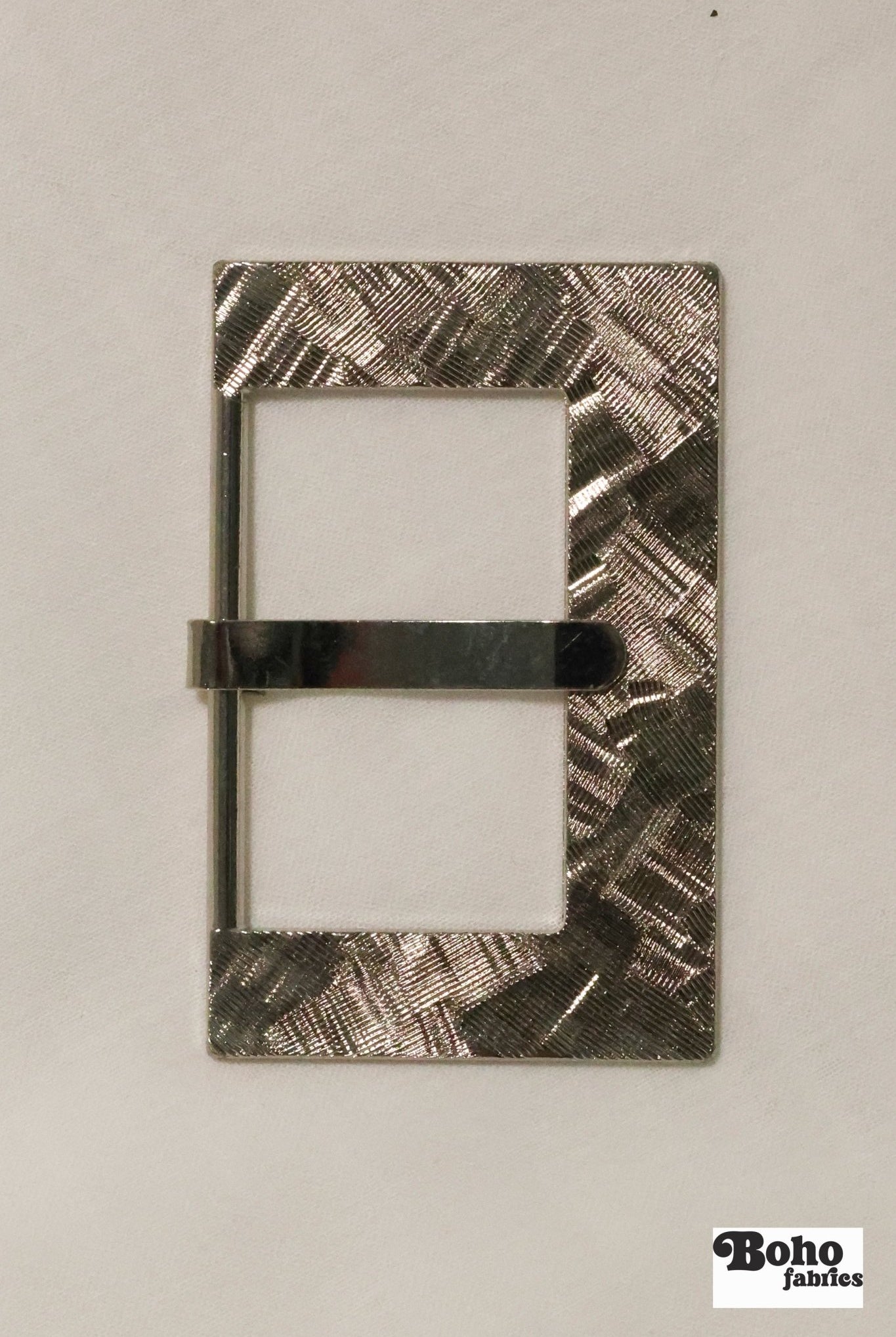 Shiny Nickel Buckle with Brushstroke Texture – 1.75" Inner Width - Boho Fabrics - Bag Hardware