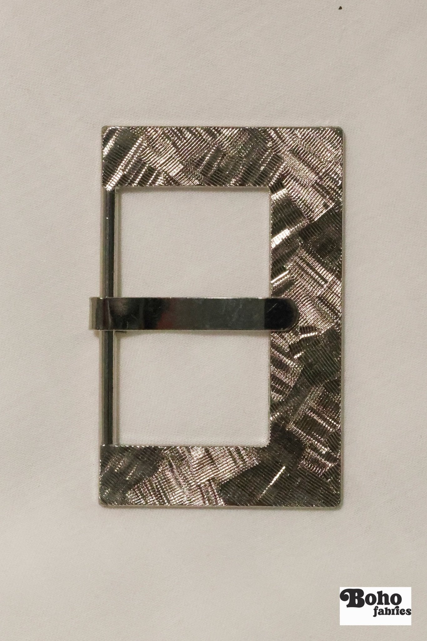 Shiny Nickel Buckle with Brushstroke Texture – 1.75" Inner Width - Boho Fabrics - Bag Hardware