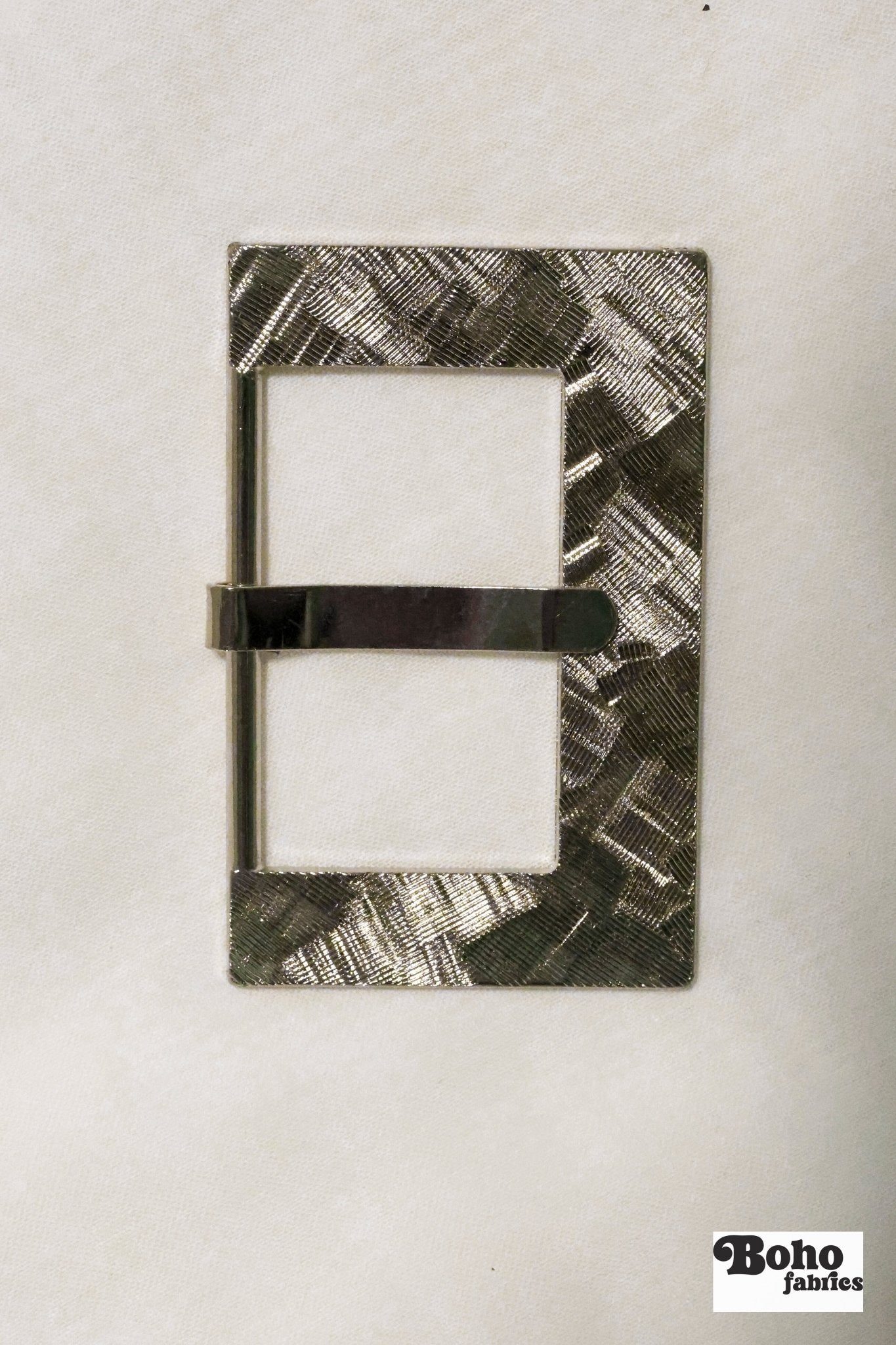 Shiny Nickel Buckle with Brushstroke Texture – 1.75" Inner Width - Boho Fabrics - Bag Hardware
