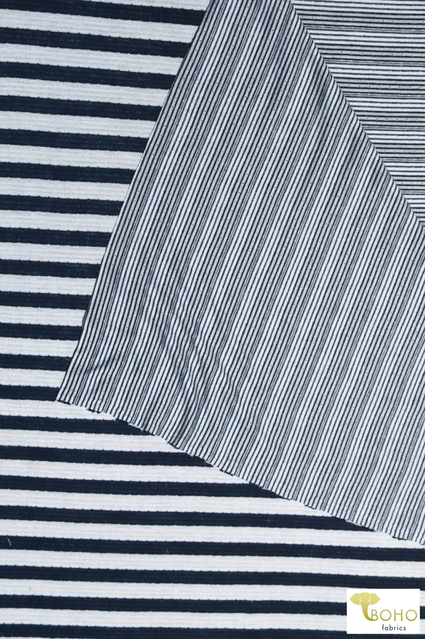 Shoreline, Double Jersey Stripes. Rayon Spandex Print. JER-P-107 - Boho Fabrics