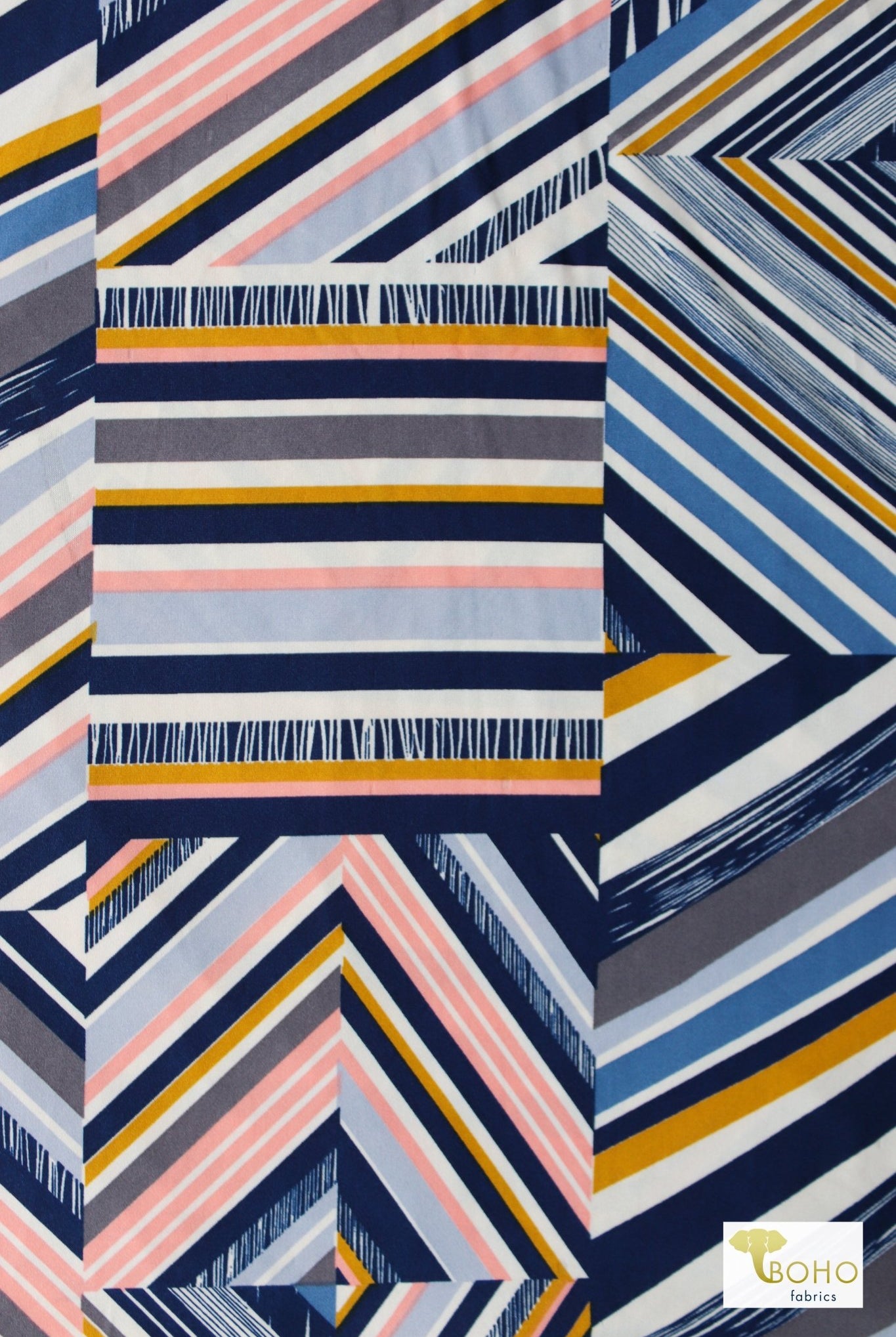 Sideway Seaside Blue/Pink, DTY Print - Boho Fabrics