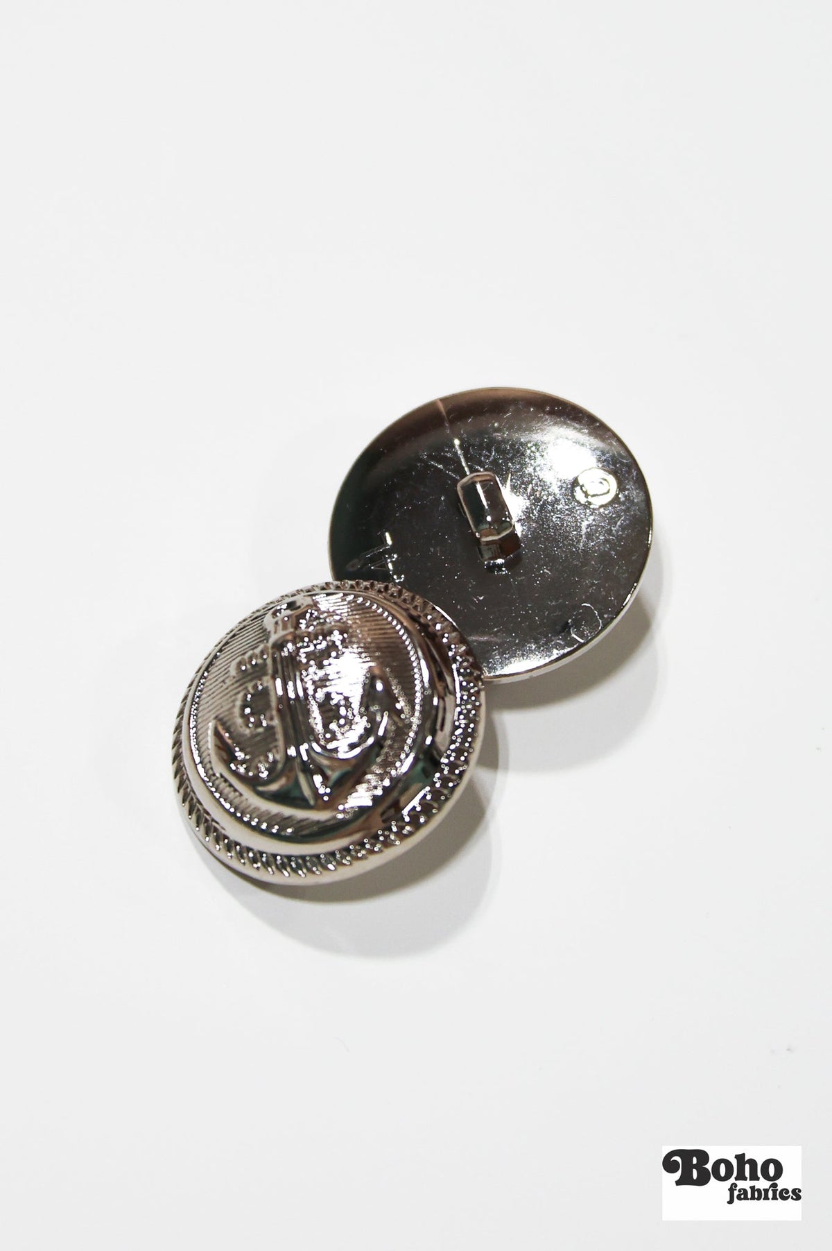 Silver Anchor Rope Trim Plastic Shank Buttons. 20L (12.5mm / 1/2"), 24L(15mm / 5/8"), 28L (18mm / 11/16"), 36L (23mm / 7/8"), 40L (25mm / 1"), 44L (28mm / 1 1/8") - Boho Fabrics - Buttons & Snaps