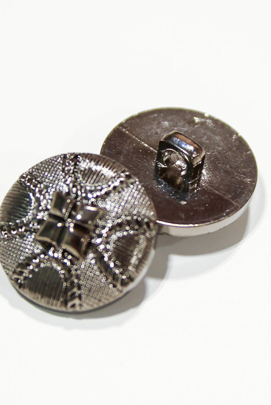 Silver Four Diamonds Dome Plastic Shank Buttons. 34L (21mm / 7/8"). Set of 6 - Boho Fabrics - Buttons & Snaps