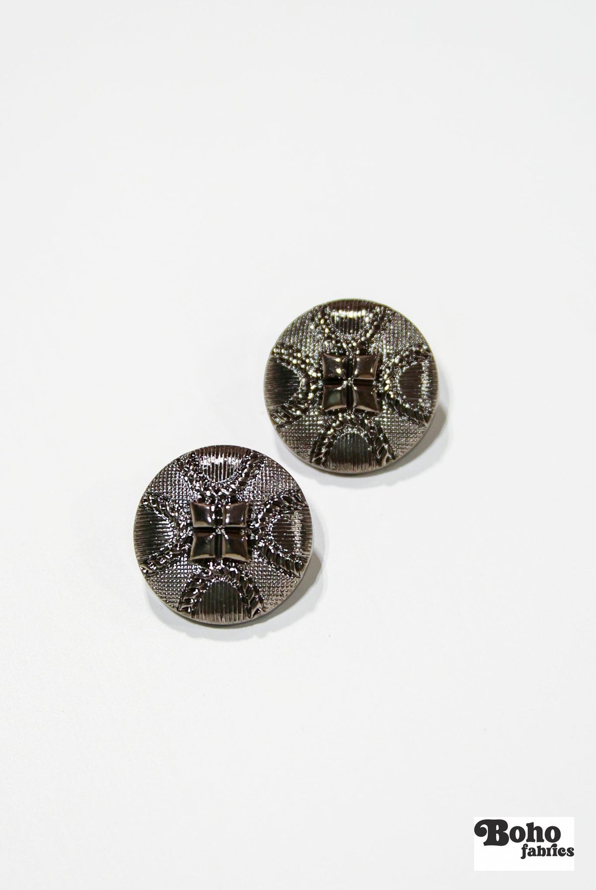Silver Four Diamonds Dome Plastic Shank Buttons. 34L (21mm / 7/8"). Set of 6 - Boho Fabrics - Buttons & Snaps