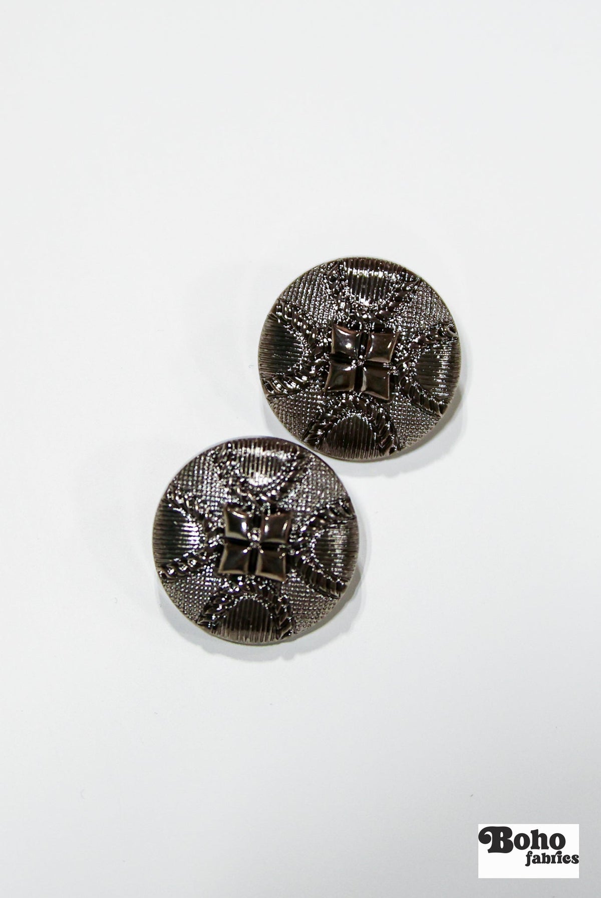Silver Four Diamonds Dome Plastic Shank Buttons. 34L (21mm / 7/8"). Set of 6 - Boho Fabrics - Buttons & Snaps