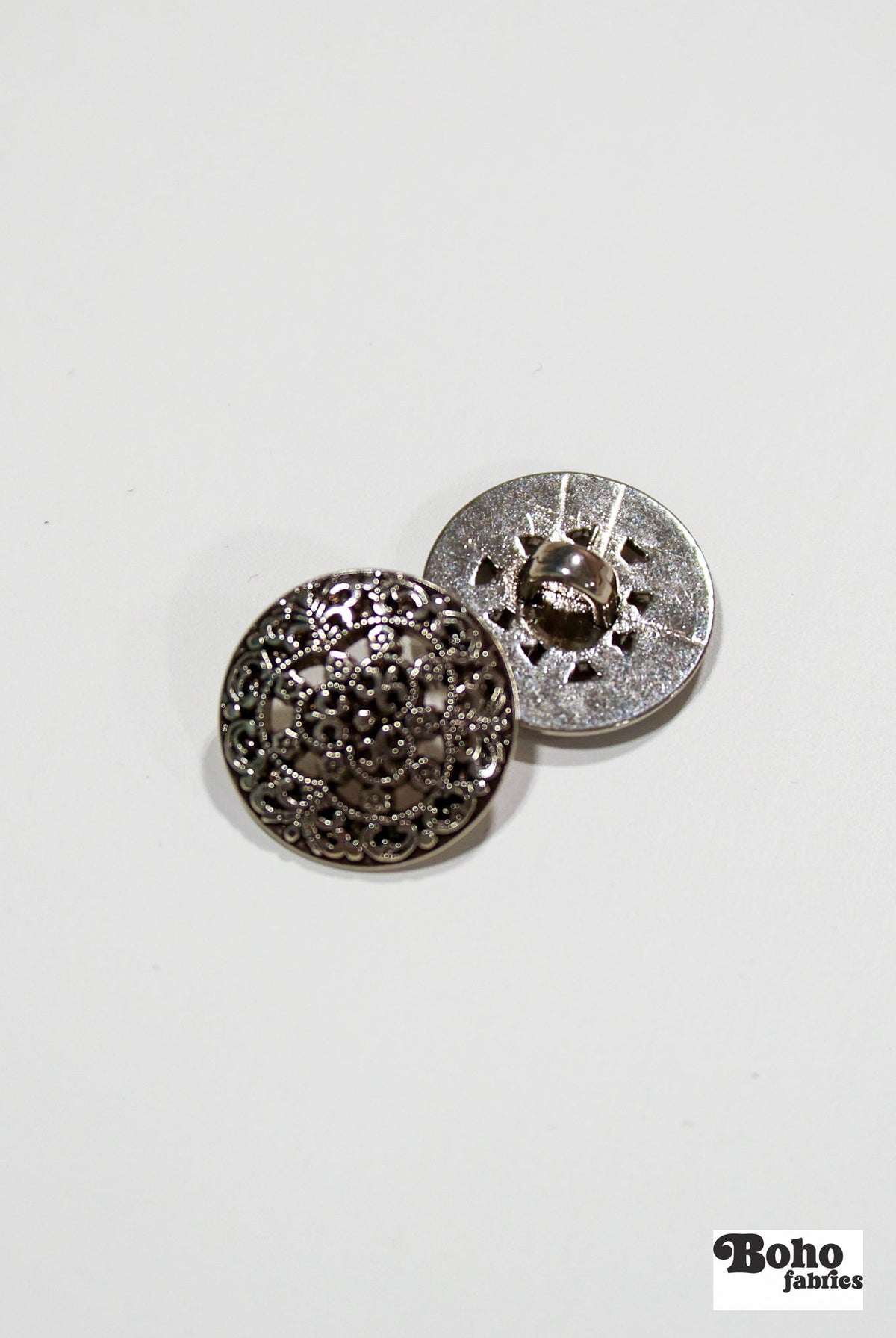 Silversmith Plastic Shank Buttons. 28L (18mm / 11/16"), 34L (21mm / 7/8") - Boho Fabrics - Buttons & Snaps