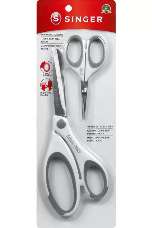 Singer Sewing Scissors Set 2/Pkg - 8.5" Fabric & 4" Mini Detail Scissors - Boho Fabrics - Cutting Supplies