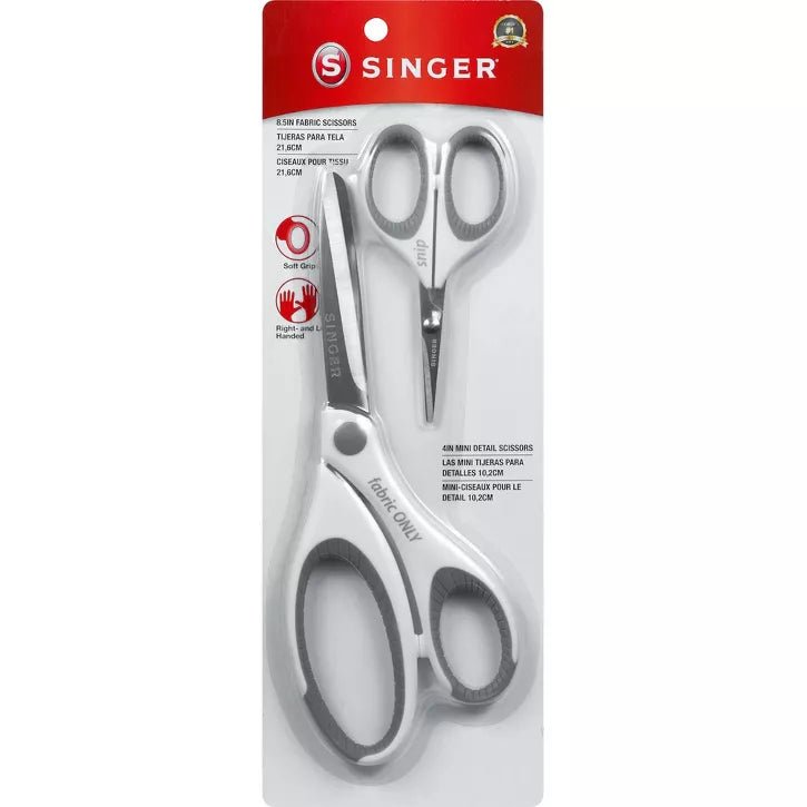 Singer Sewing Scissors Set 2/Pkg - 8.5" Fabric & 4" Mini Detail Scissors - Boho Fabrics - Cutting Supplies