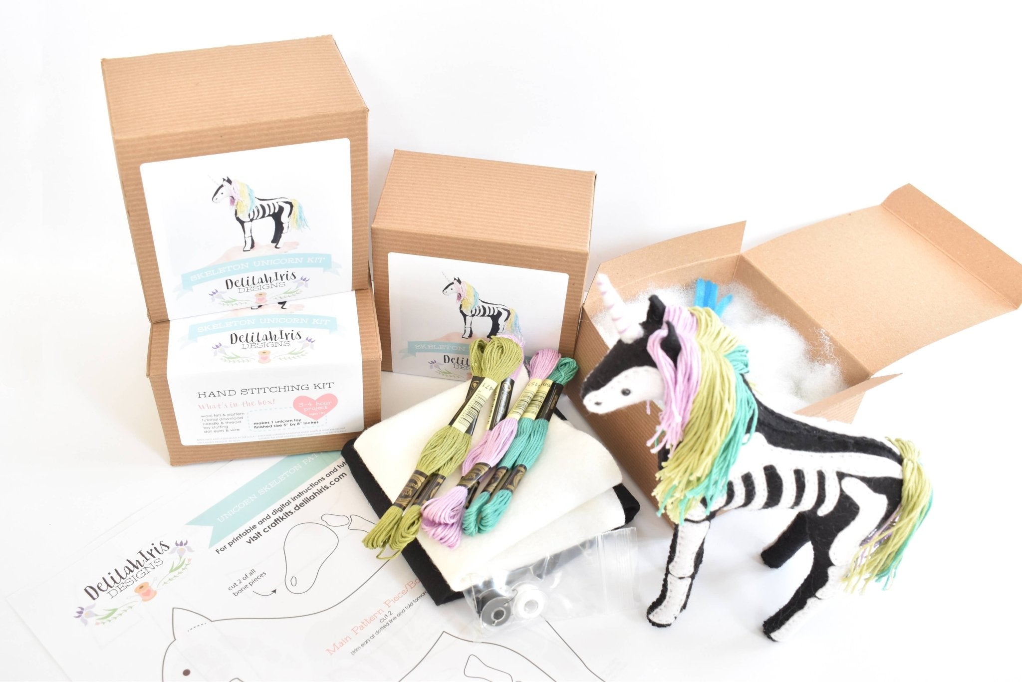 Skeleton Unicorn DIY Felt Craft Kit - Boho Fabrics -