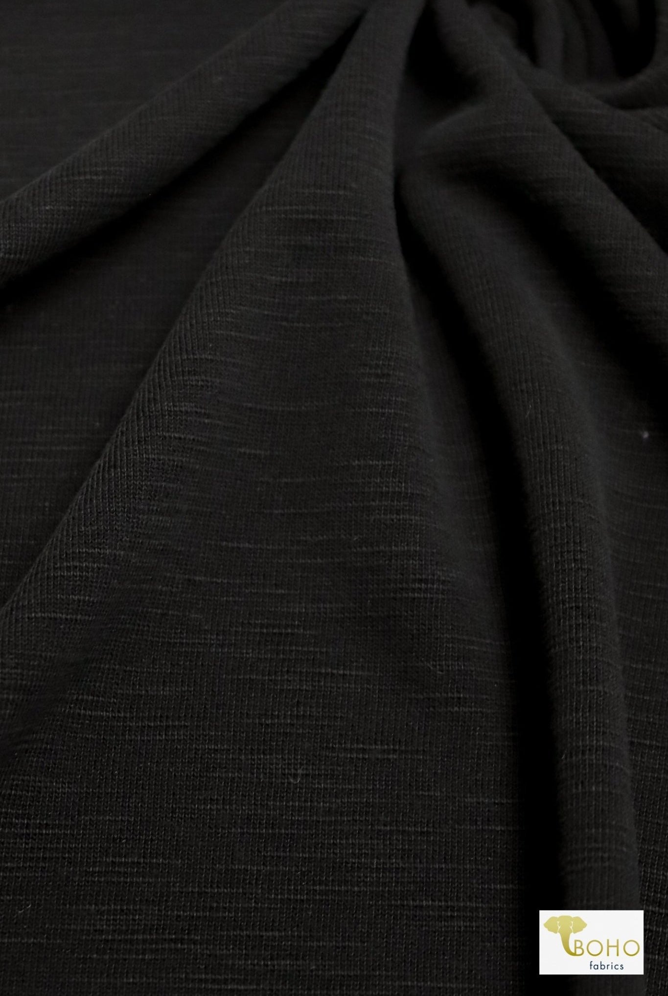 Slub, Charcoal Gray, Cupro Knit - Boho Fabrics