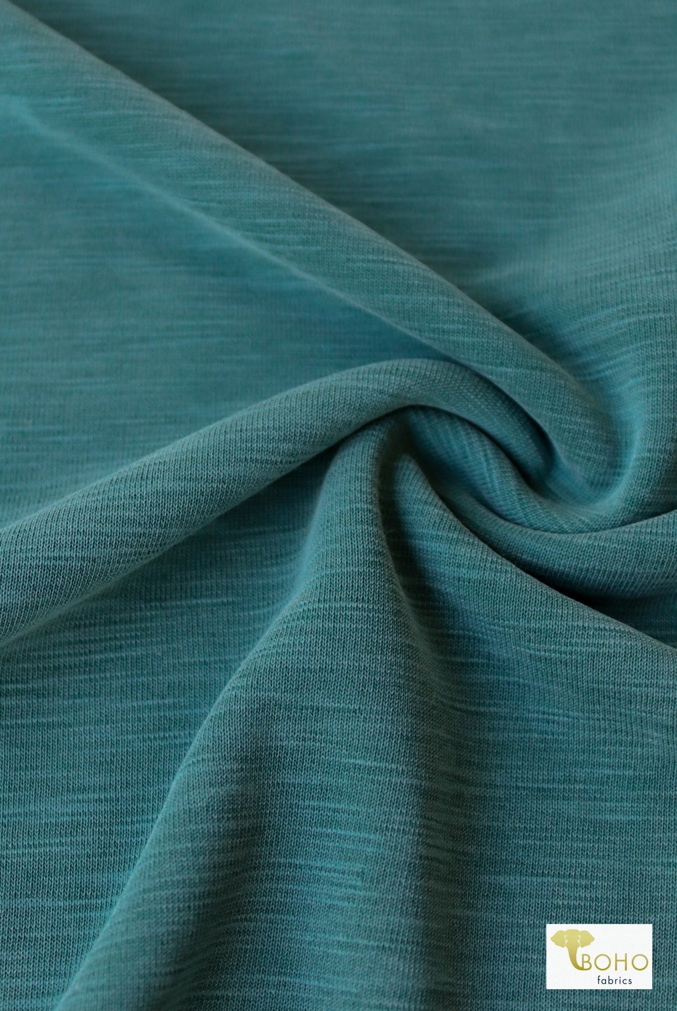 Slub, Jade Teal, Cupro Knit - Boho Fabrics