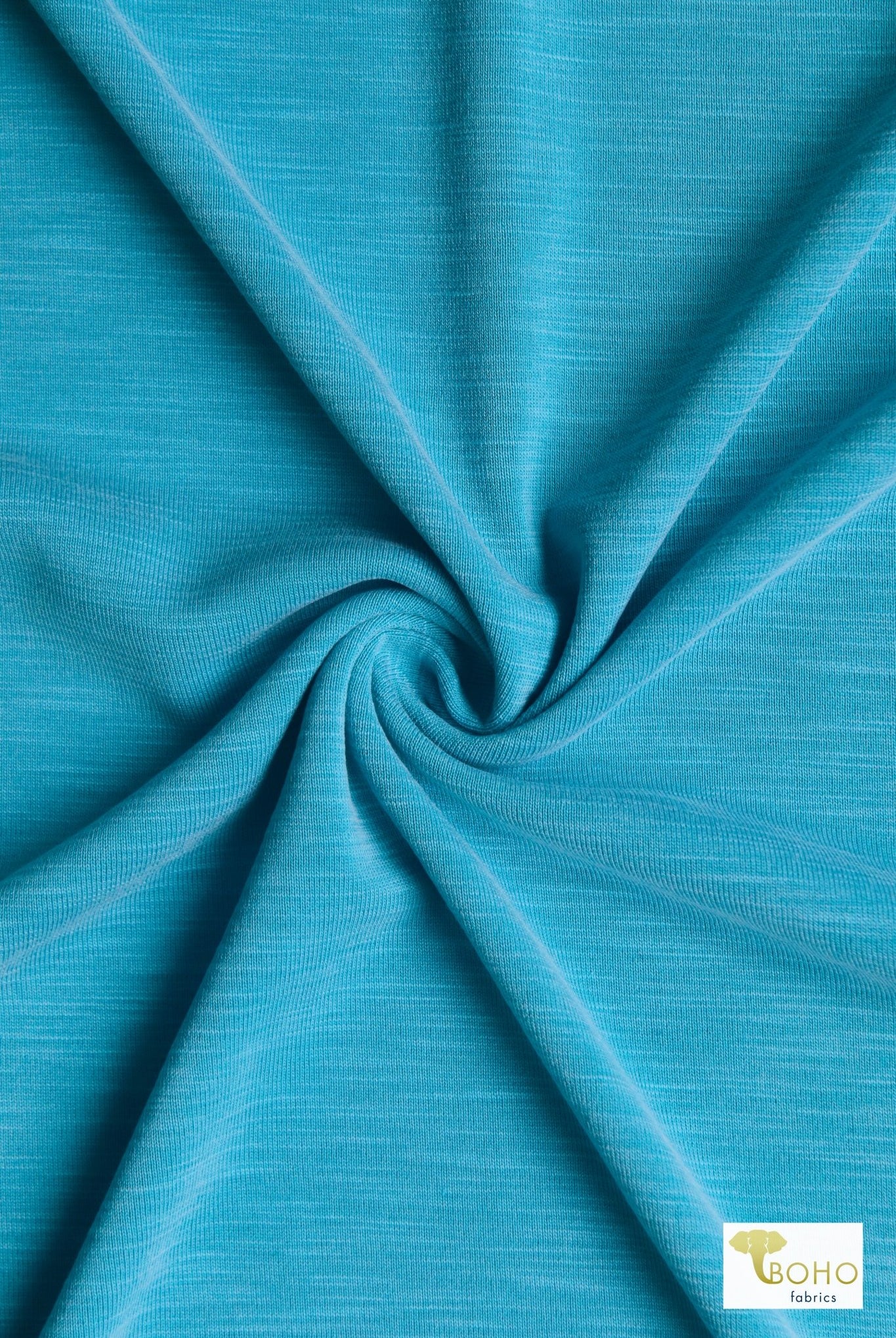 Slub, Sea Blue, Cupro Knit Fabric - Boho Fabrics - Cupro, Knit Fabric