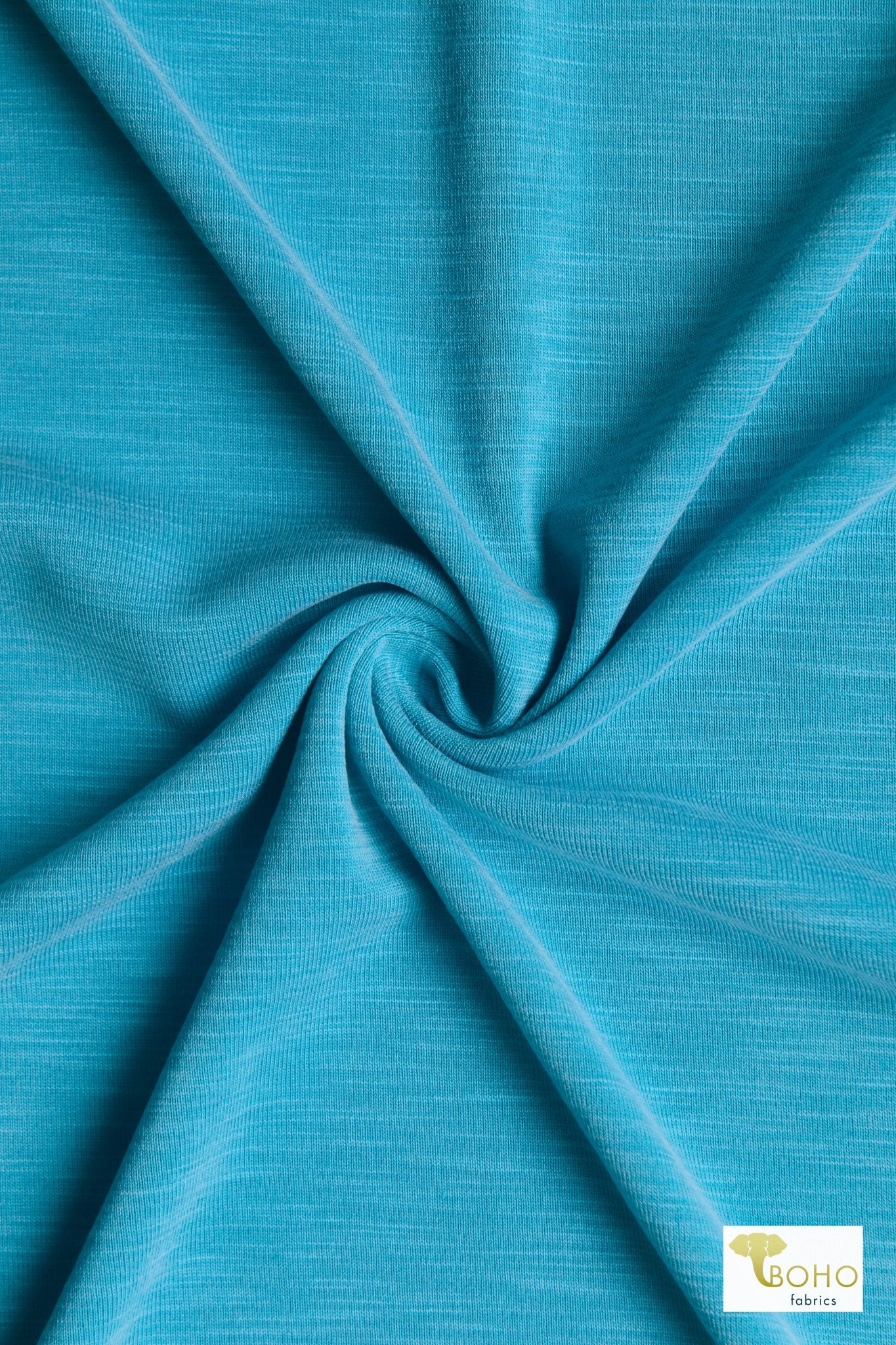Slub, Sea Blue, Cupro Knit Fabric - Boho Fabrics - Cupro, Knit Fabric