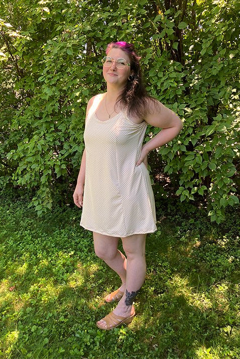 Small Pink Polka Dots on Ivory, Athletic Knit Fabric - Boho Fabrics - Athletic Knit Fabric