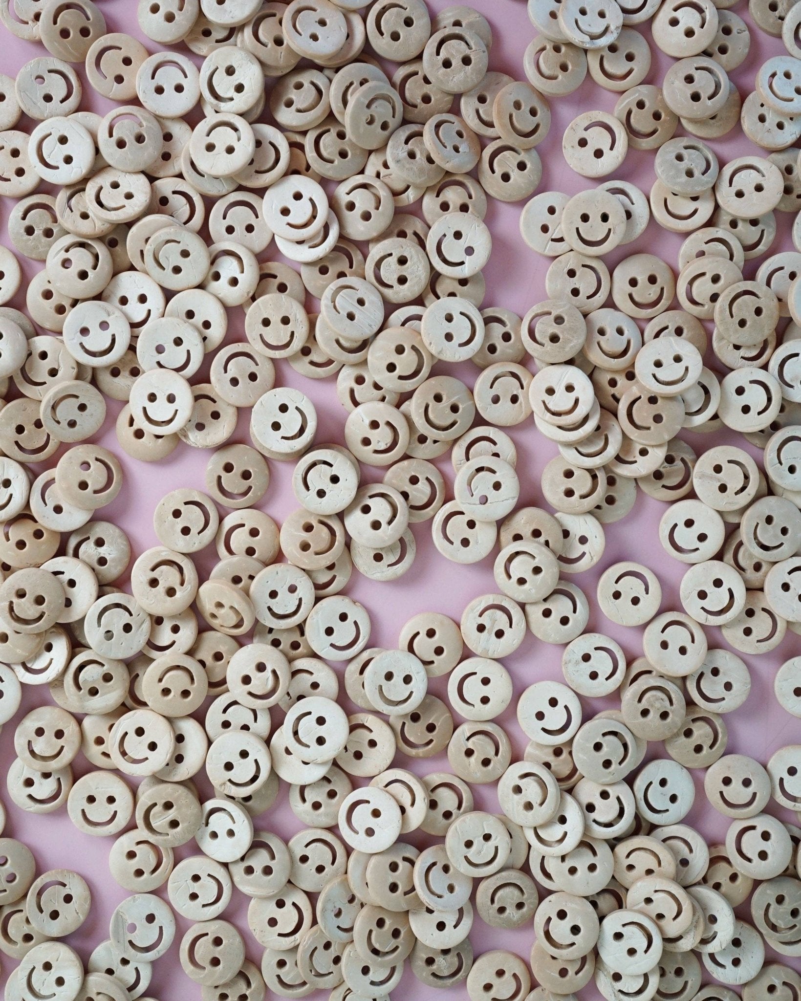 Smiley Face 1/2" Wood Buttons - Boho Fabrics - Buttons & Snaps