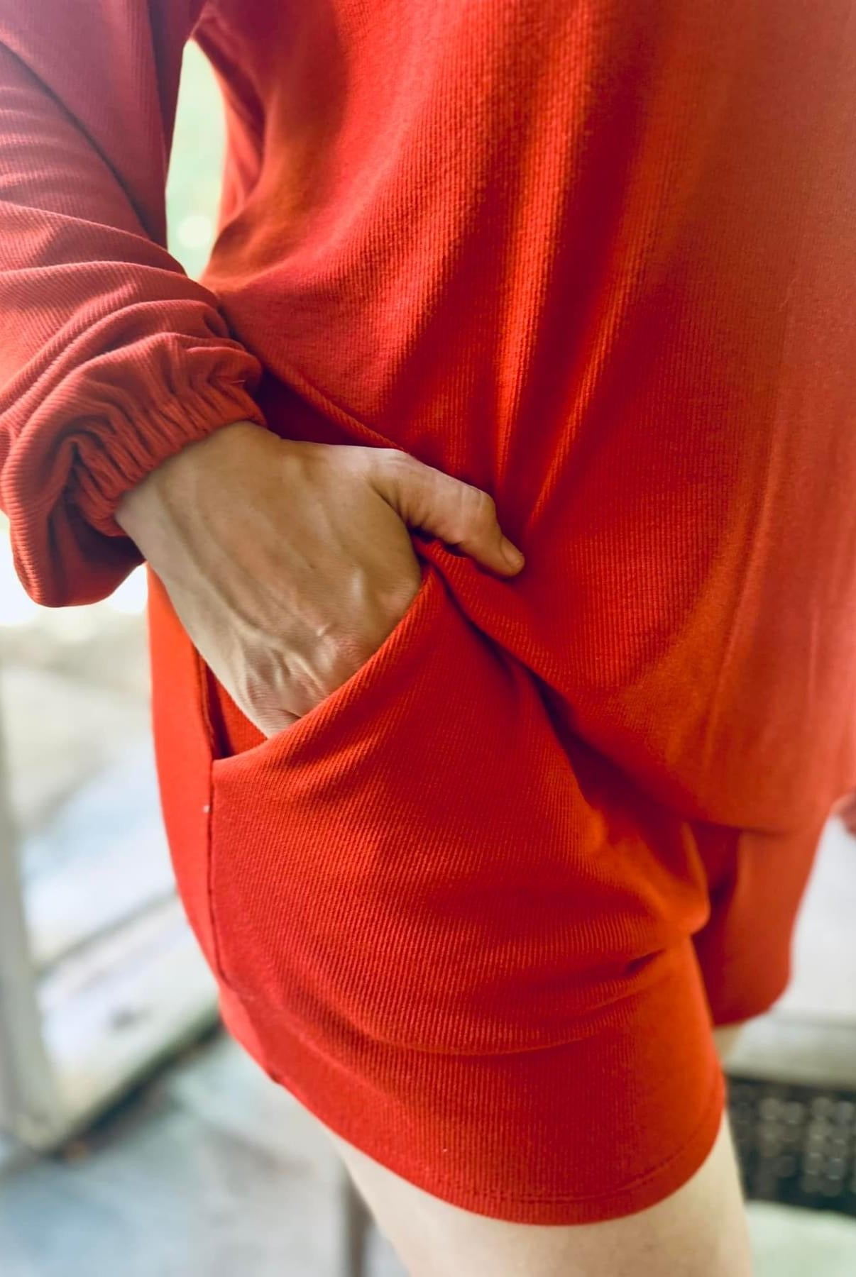 Soft Burnt Orange, Rib Knit Fabric - Boho Fabrics - Rib Print, Knit Fabric