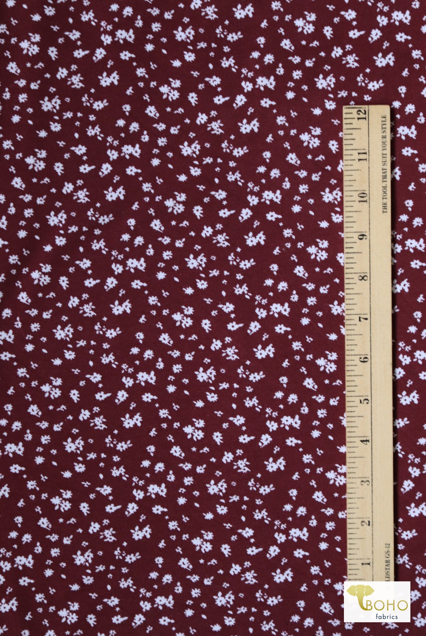 Space Gardens on Red, Cotton Spandex - Boho Fabrics
