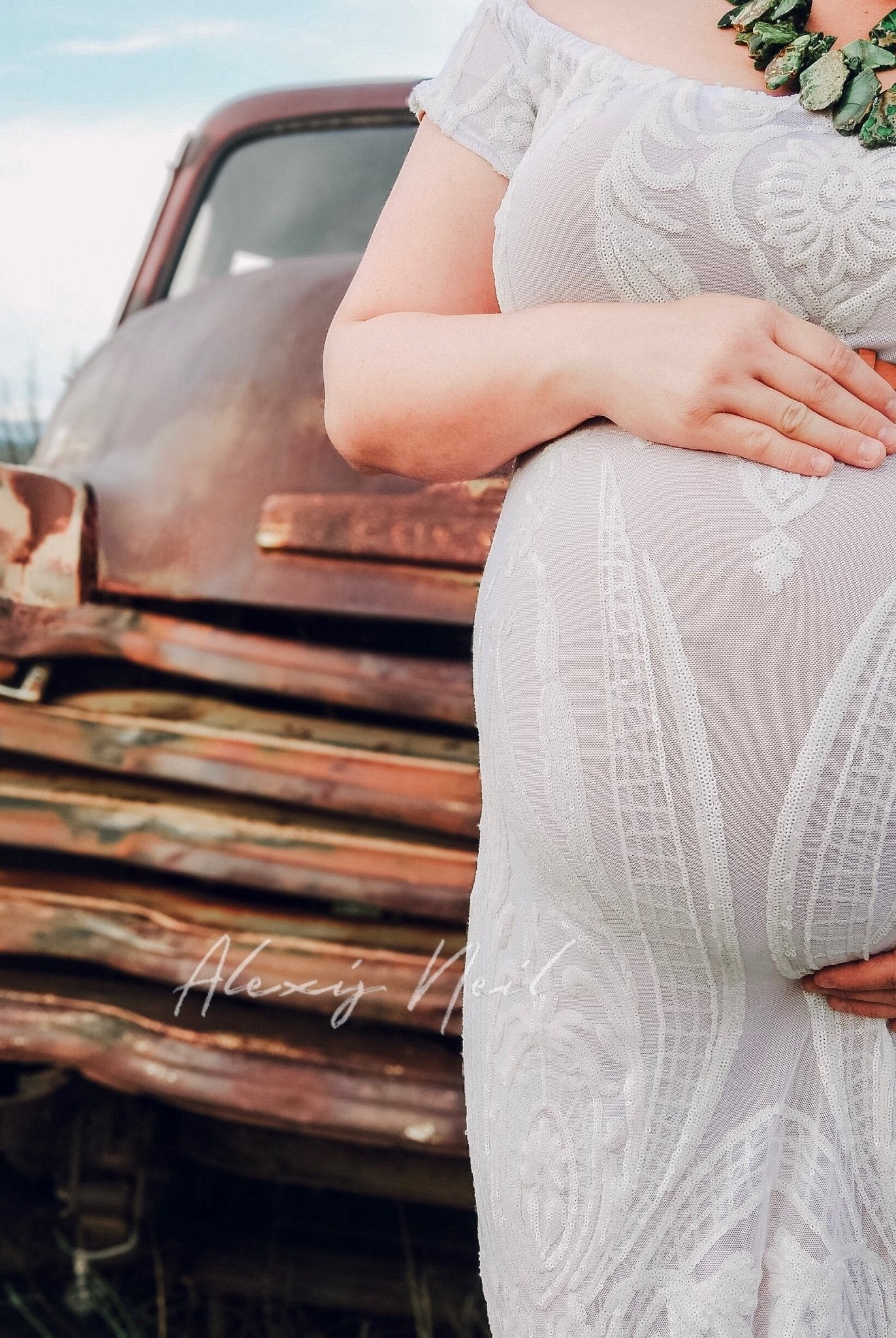 Special Occasion: "Damask Dreams" White Sequined Stretch Mesh - Boho Fabrics