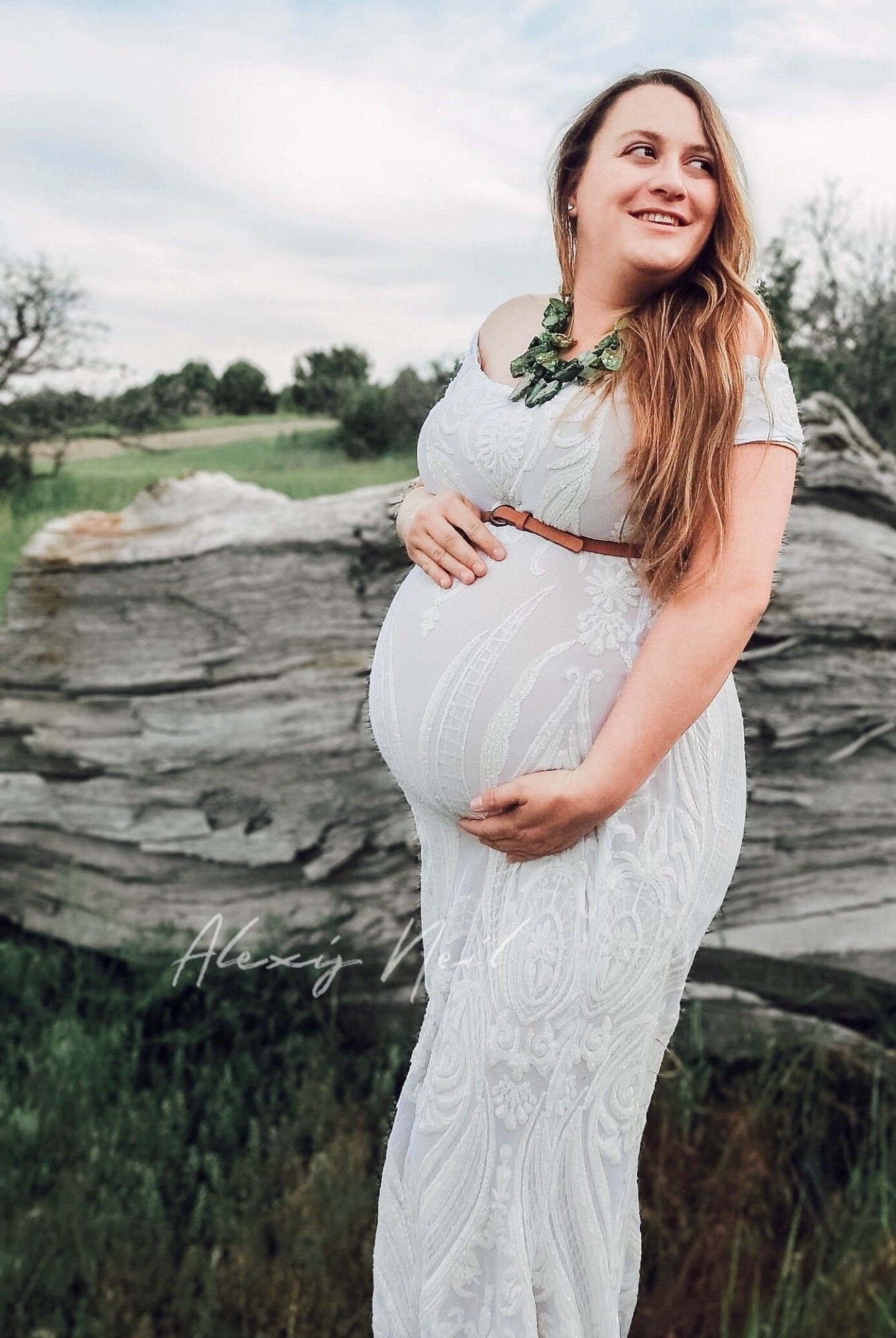 Special Occasion: "Damask Dreams" White Sequined Stretch Mesh - Boho Fabrics