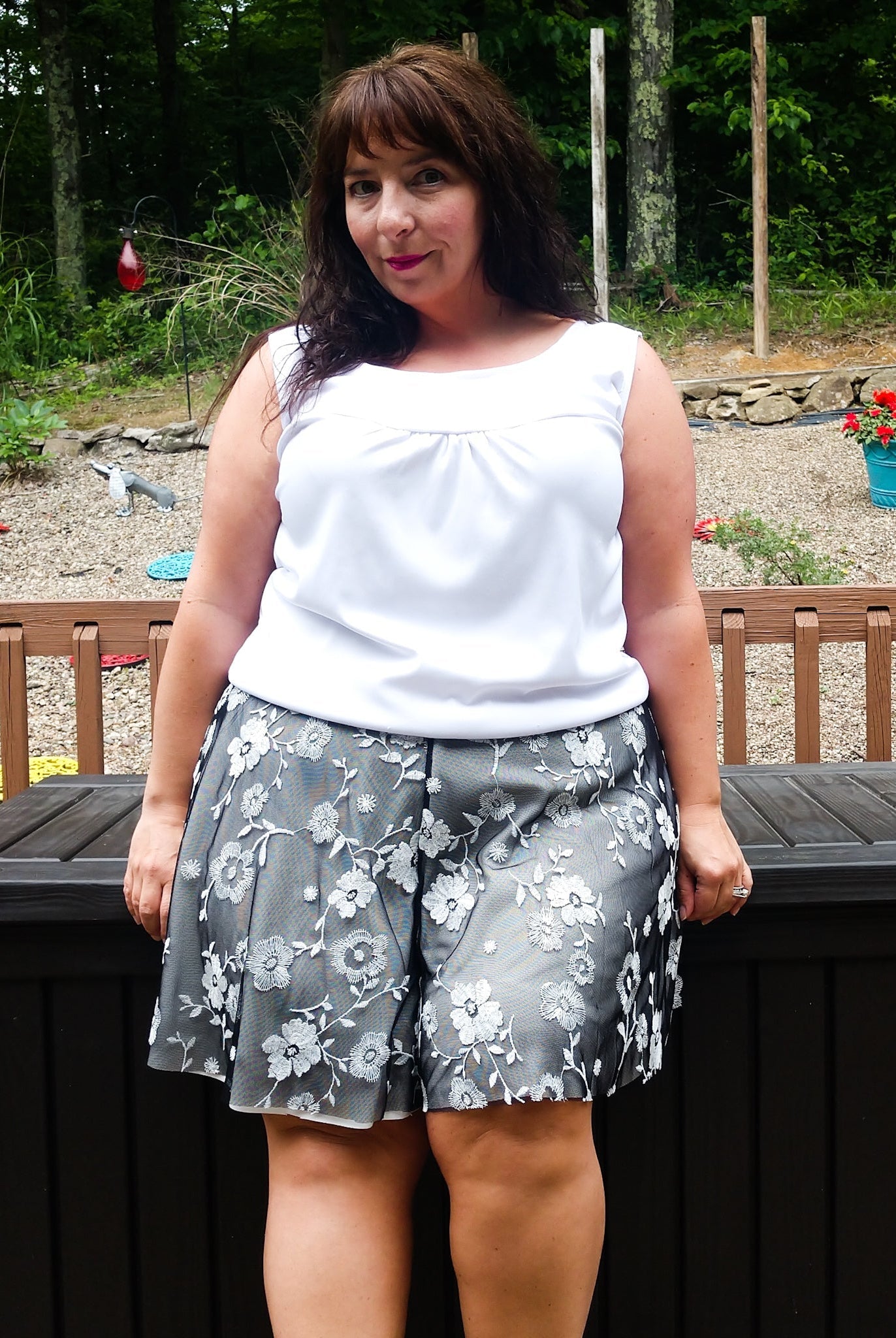 Special Occasion: Embroidered White Daisy Vines on Black - Boho Fabrics