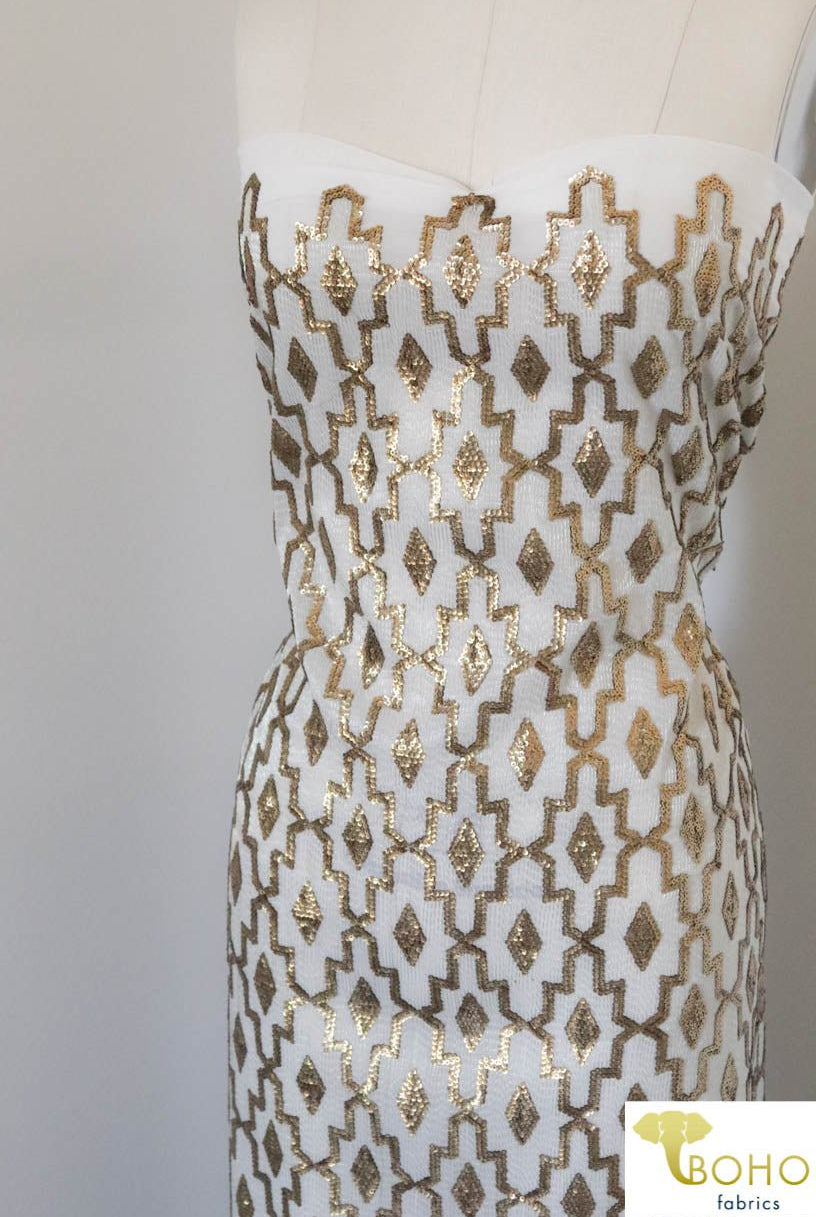 Special Occasion: Quatrefoil Lined Sequins - Boho Fabrics