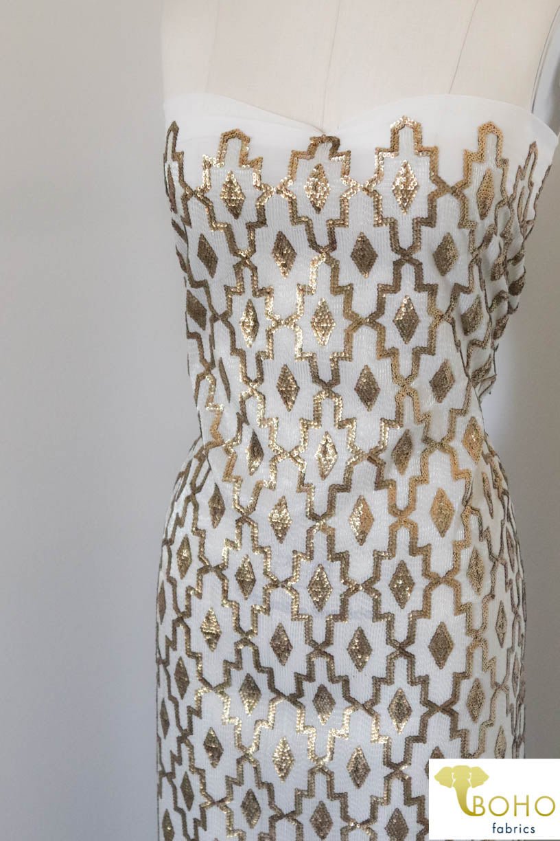 Special Occasion: Quatrefoil Lined Sequins - Boho Fabrics