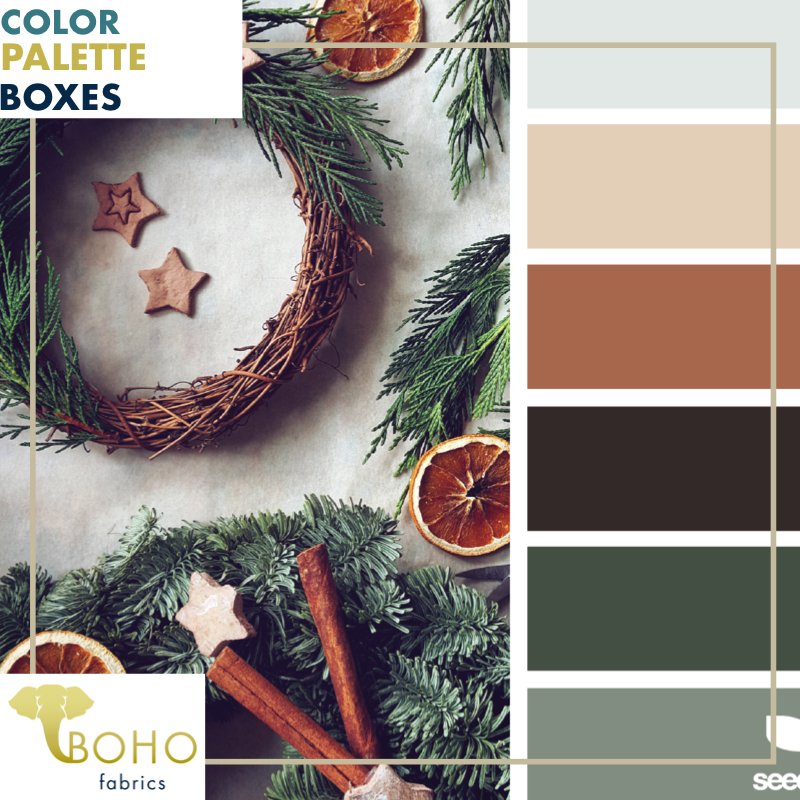 "Sprig & Cinnamon", Mystery Color Palette Box. - Boho Fabrics