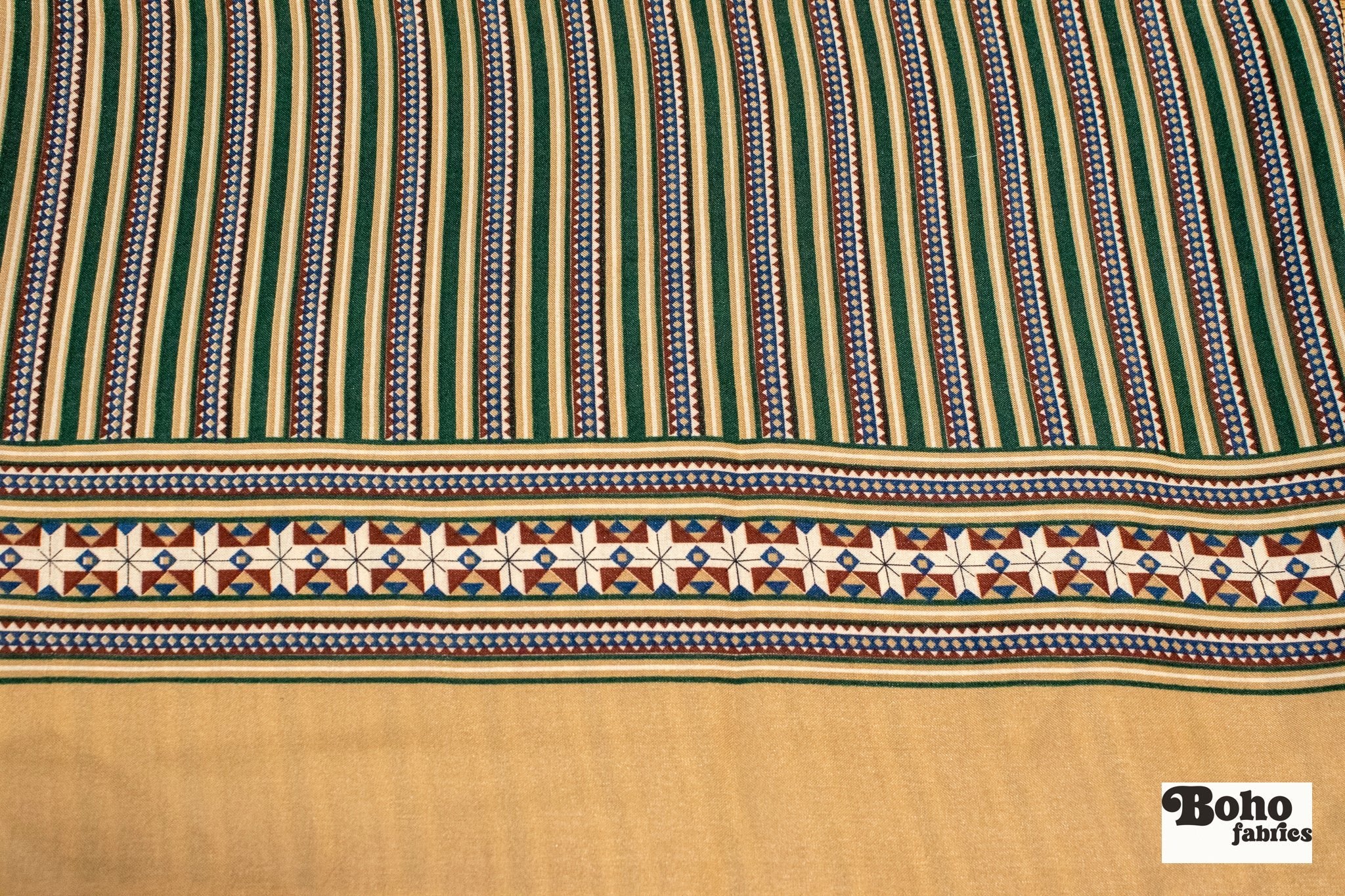 Starblock Stripe, Vintage Woven Fabric. SOLD AS 3 Yard Piece - Boho Fabrics - Vintage Fabric