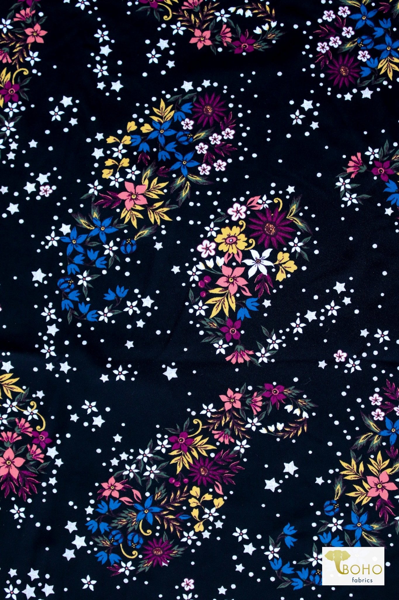 Starry Bouquet (Panel), Athletic Knit Fabric - Boho Fabrics - Athletic Knit Fabric