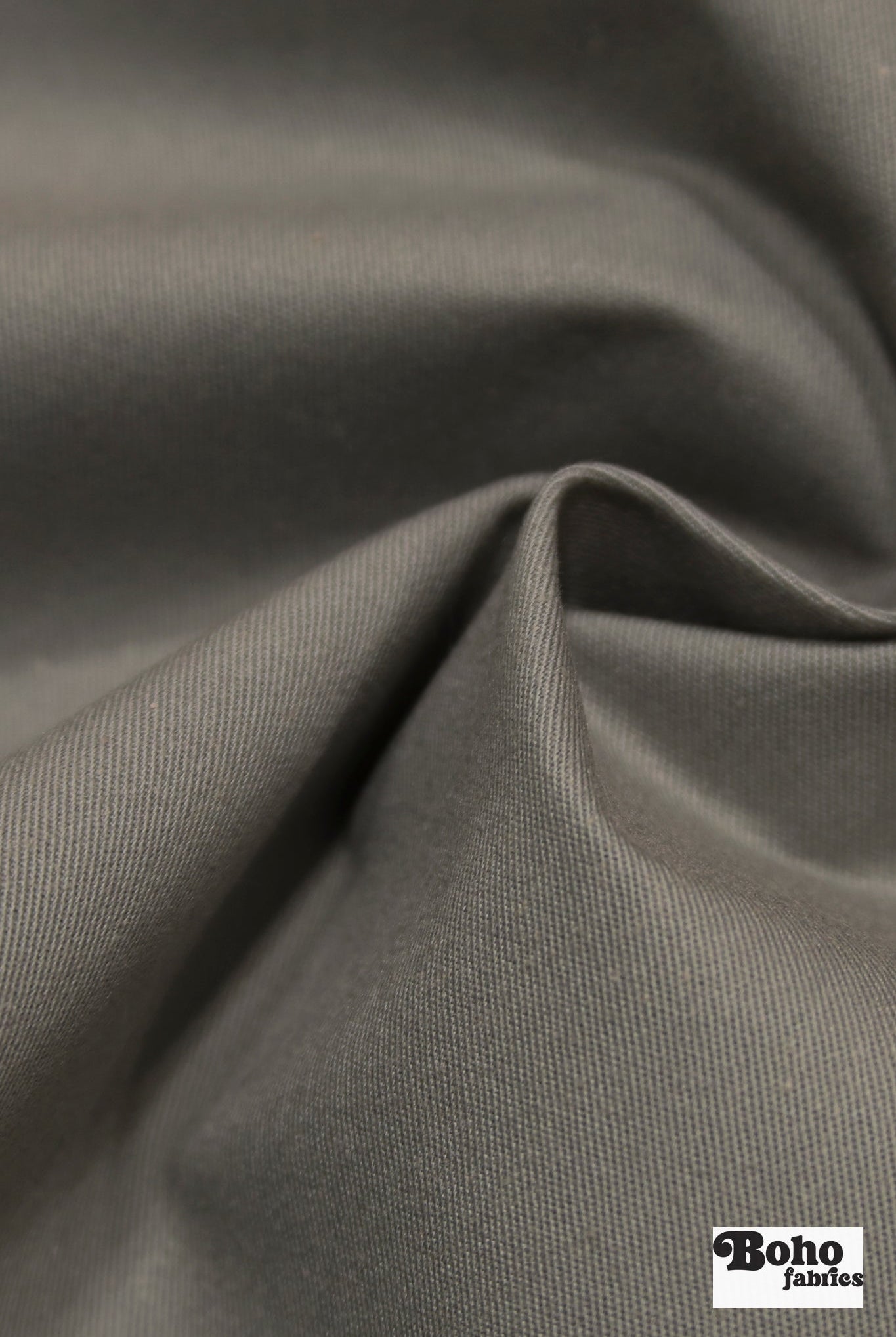 Steel Gray, Deadstock Cotton Twill Woven Fabric - Boho Fabrics - Twill