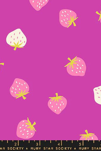 Strawberries in Berry by Kimberly Kight for Ruby Star Society - Strawberry Collection. Cotton Fabric - RS3085 18 - Boho Fabrics - Quilting Cotton, Woven