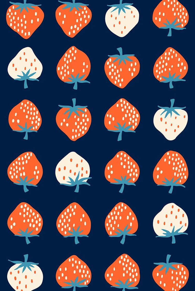 Strawberries in Navy by Kimberly Kight for Ruby Star Society - Strawberry Collection. Cotton Fabric - RS3084 23 - Boho Fabrics - Quilting Cotton, Woven