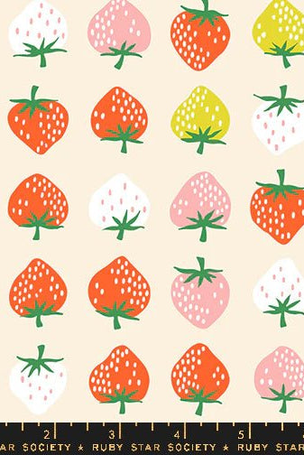 Strawberries in Shell by Kimberly Kight for Ruby Star Society - Strawberry Collection. Cotton Fabric - RS3084 11 - Boho Fabrics - Quilting Cotton, Woven