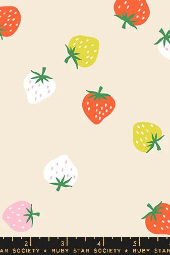 Strawberries in Shell by Kimberly Kight for Ruby Star Society - Strawberry Collection. Cotton Fabric - RS3085 11 - Boho Fabrics - Quilting Cotton, Woven