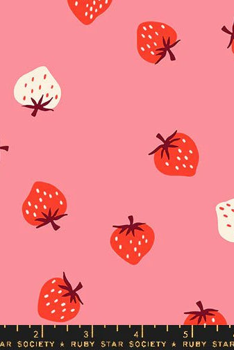 Strawberries in Sorbet by Kimberly Kight for Ruby Star Society - Strawberry Collection. Cotton Fabric - RS3085 16 - Boho Fabrics - Quilting Cotton, Woven