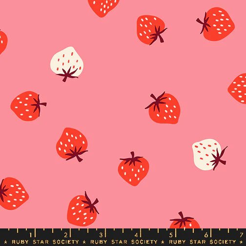 Strawberries in Sorbet by Kimberly Kight for Ruby Star Society - Strawberry Collection. Cotton Fabric - RS3085 16 - Boho Fabrics - Quilting Cotton, Woven
