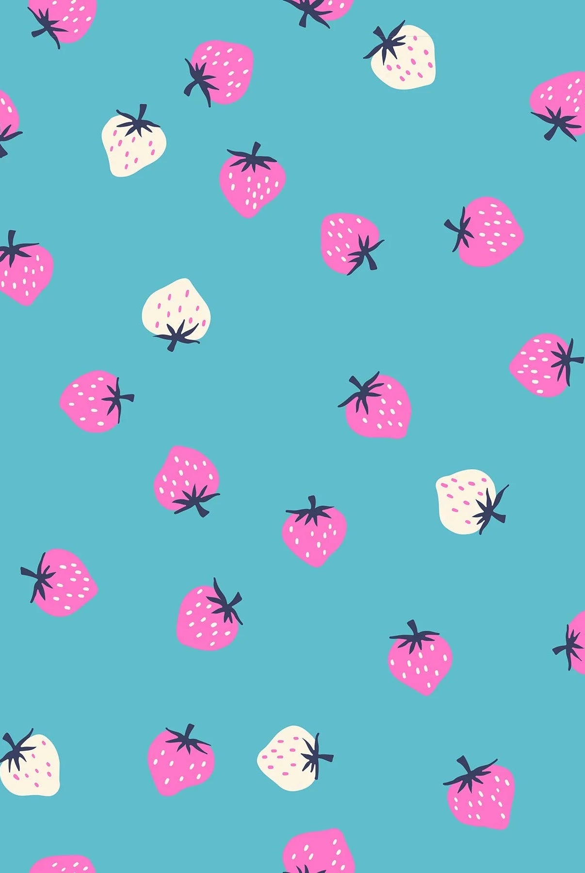 Strawberries in Turquoise by Kimberly Kight for Ruby Star Society - Strawberry Collection. Cotton Fabric - RS3085 20 - Boho Fabrics - Quilting Cotton, Woven