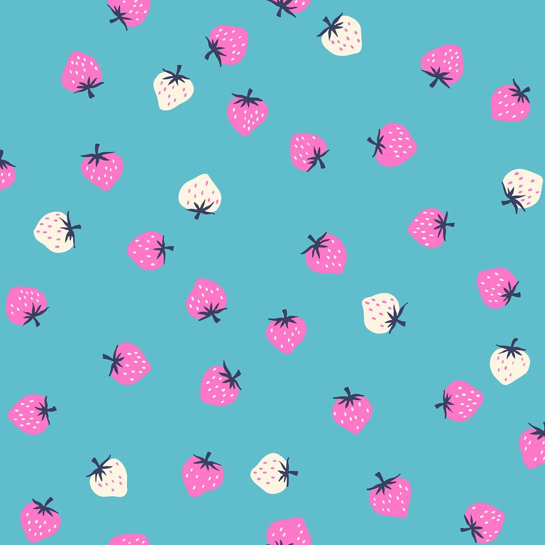 Strawberries in Turquoise by Kimberly Kight for Ruby Star Society - Strawberry Collection. Cotton Fabric - RS3085 20 - Boho Fabrics - Quilting Cotton, Woven
