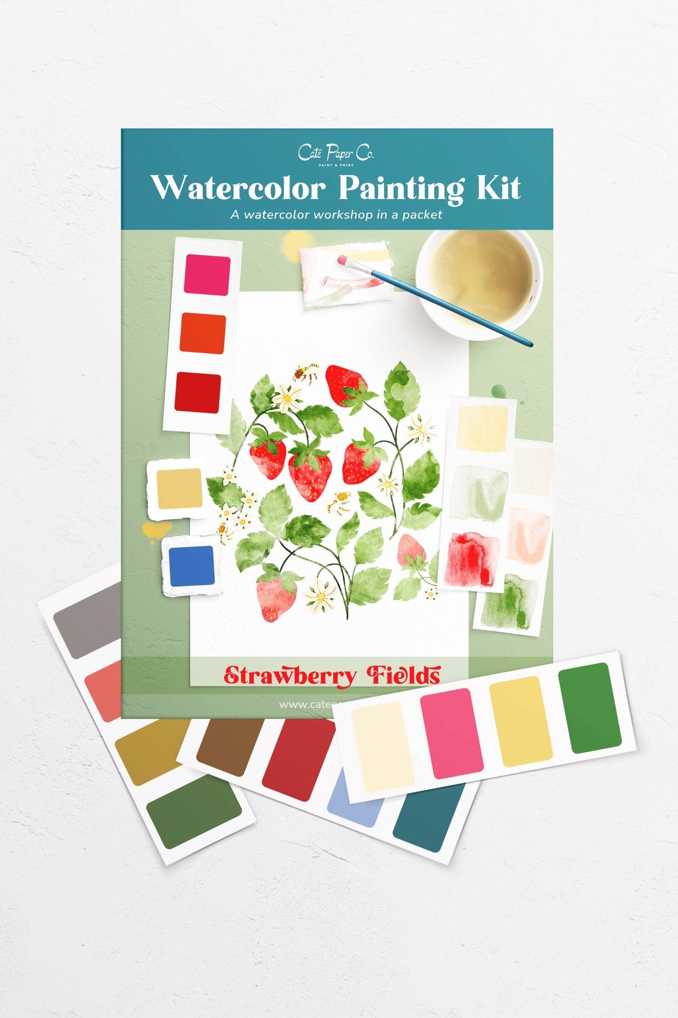 Strawberry Fields watercolor painting kit - Boho Fabrics - Painting Kits & Supplies