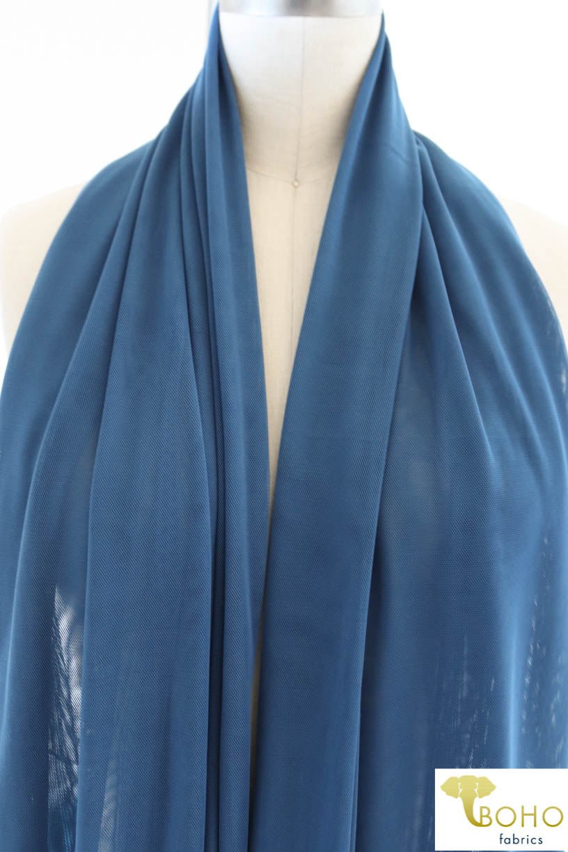 Stretch Mesh Solid in Denim Blue. SM-120. - Boho Fabrics