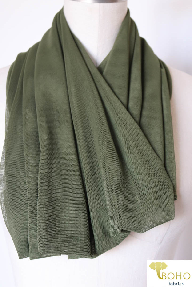 Stretch Mesh Solid in Olive Green. SM-117. - Boho Fabrics