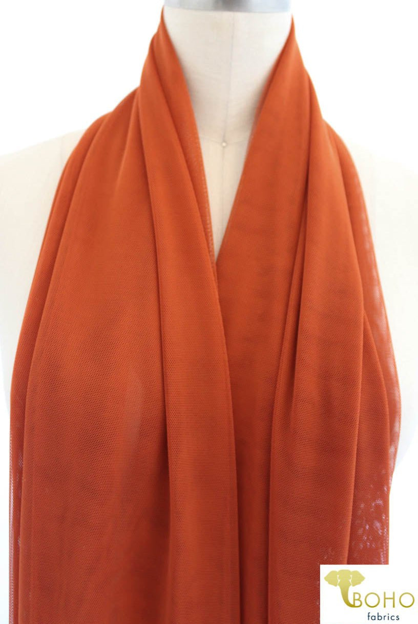 Stretch Mesh Solid in Rust. SM-119. - Boho Fabrics