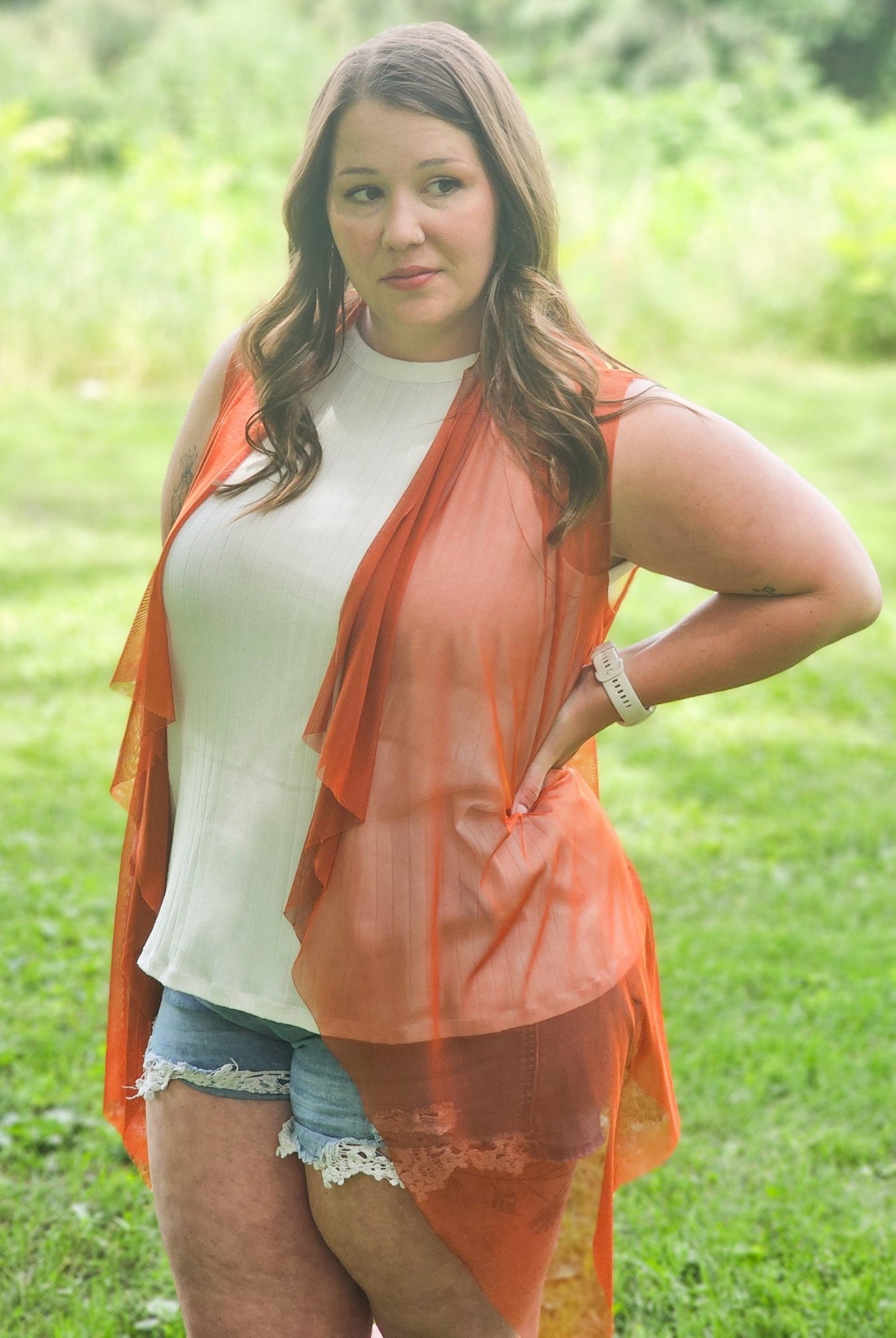 Stretch Mesh Solid in Rust. SM - 119. - Boho Fabrics - Stretch Mesh