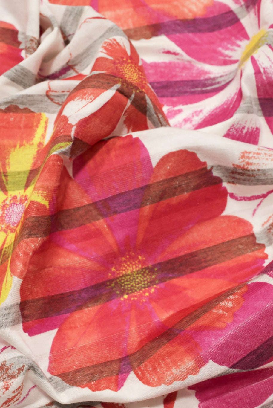 Striped Floral Jersey Knit Fabric - Boho Fabrics - Jersey Knit Printed Fabric