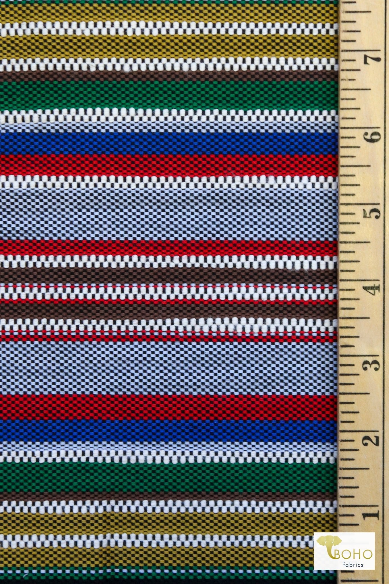 Stripes, Basketweave Woven Fabric - Boho Fabrics - Basketweave, Woven