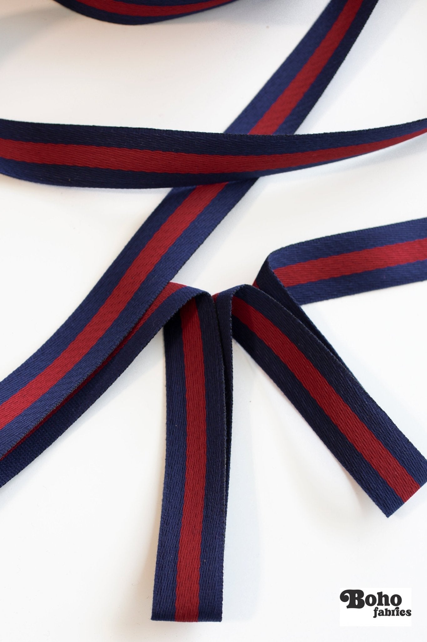 Stripes in Navy & Red, 1 1/4" Vintage Jacquard Woven Trim, TRIM - 071 - Boho Fabrics - Trims